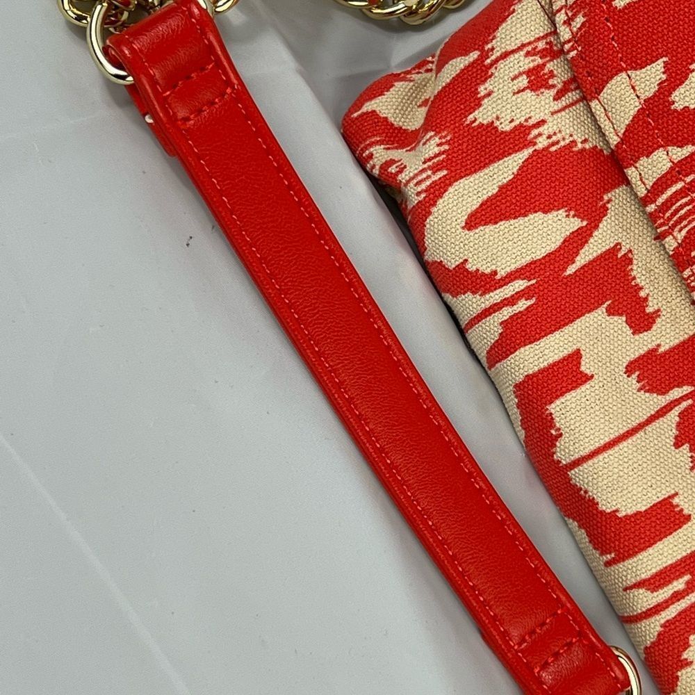 Chico’s orange/white chain flap bamboo turn lock clutch shoulder bag purse NEW - Picture 10 of 11